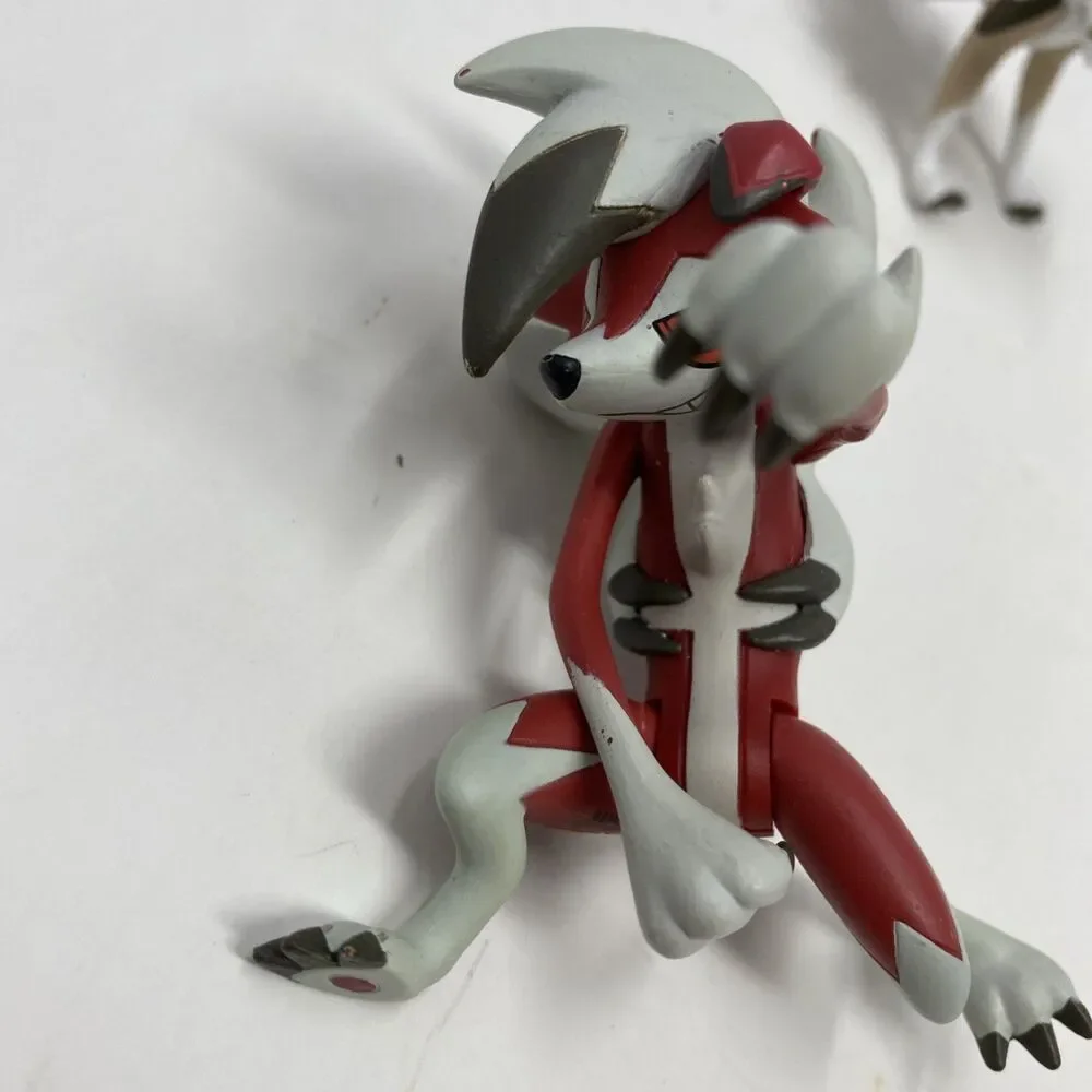 LOT OF 2: Pokemon Tankara Tomy Lycanroc Midnight & Midday Forms Nintendo Posable